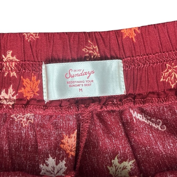 In My Sundays Autumn Leaves Printed Boxer Shorts Burgundy Red Women’s Medium - Picture 5 of 6